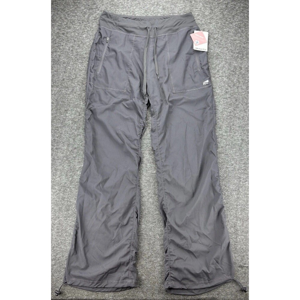 Marika Women’s L Gray Dry-Wik Stretch Cargo Yoga Pants Drawstring NWT